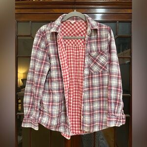 Aeropostale Red and White Plaid & Checkered Light Weight Flannel Cotton Shirt